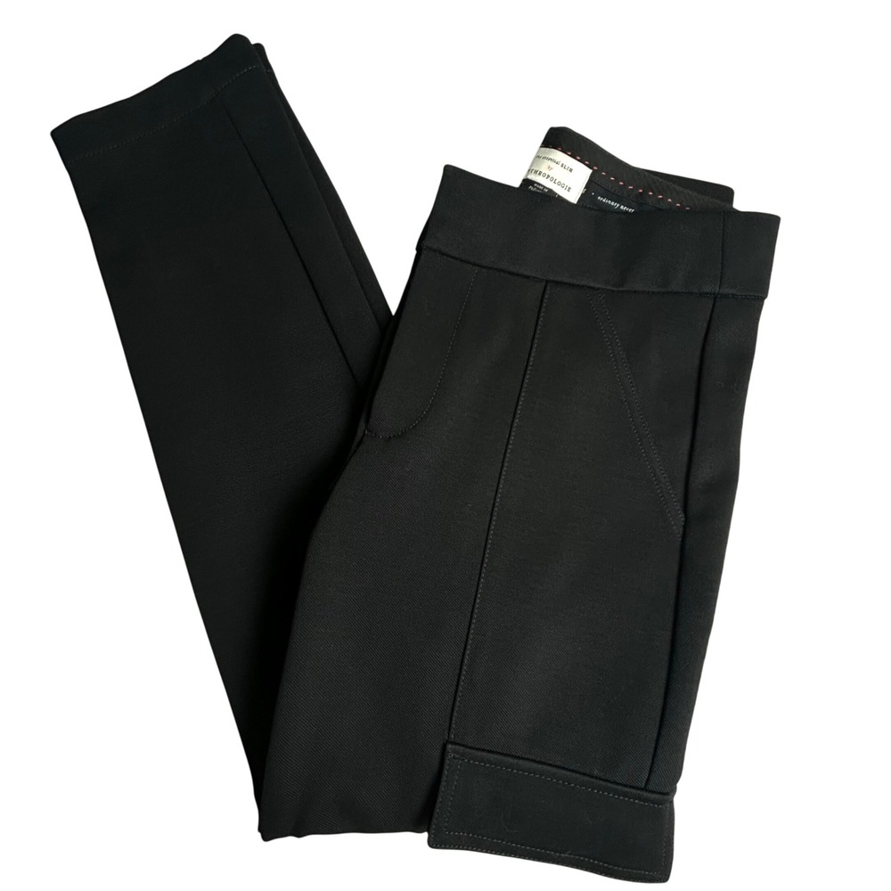 Anthropologie the essential SLIM Black Cargo Ankle Pants Womens Size 2 - Picture 1 of 16